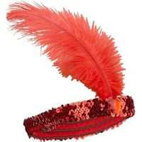 Bandeau Charleston à sequins et plume rouge femme - Marque - Modèle - Élastique - Gemme - Carnaval