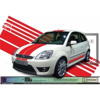 Ford Fiesta ST complet Bandes latérales capot toit hayon - ROUGE - Kit Complet  - Tuning Sticker Autocollant Graphic Decals
