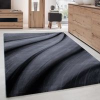Ayyildiz - Tapis de salon moderne designe vague Miami 6630 Noir-Gris - (80x300 cm)