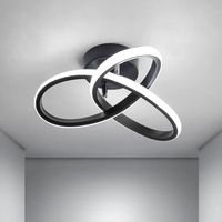 Plafonnier LED Noir Moderne, Lustre en Acrylique 22W, 25 * 25 * 12 CM, Blanc Froid 6000K, pour Salon Chambre Coucher