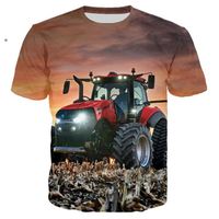T-shirt imprimé en 3D,T-shirt avec tracteur de voiture imprimé en 3D pour hommes et femmes, vêtements de rue, hip-hop pour Garçons