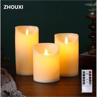 ZHOUXI - Bougies LED,bougie ledflamme vacillante, Lot de 3 Avec Vacillement desFlammes Tres Realiste,  bougie blanche