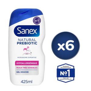 GEL - CRÈME DOUCHE Pack de 6 - Gel douche Sanex Natural Prebiotic Hyp