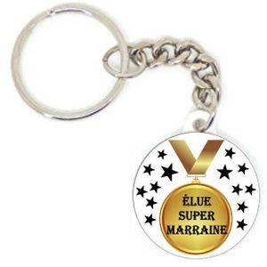 Porte-clés personnalisé - Super Marraine avec couronne - Ourson Câlin