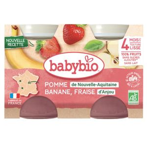 Babybio Gourdes Pomme Fraise Vanille BIO - Lot De 6 X 4x90g - Dès 6 Mois - Sans Sucres Ajoutés
