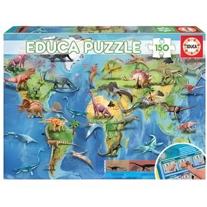 PUZZLE Puzzle Enfant - Carte Du Monde Des Dinosaures : Co
