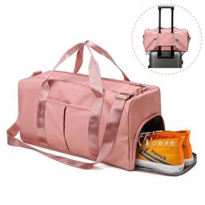 SAC DE SPORT Sac de Sport Femme avec Compartiment à Chaussures, 49cm, Sac Voyage Imperméables Grande Capacité  Weekend, Gym, Fitness, Rose