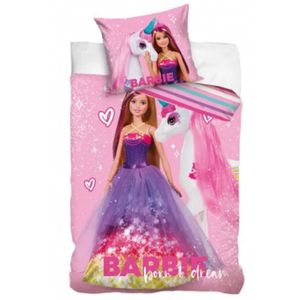 HOUSSE DE COUETTE SEULE Housse de couette Barbie 140 x 200 cm en coton - Couleur:Rose Taille:Taille Unique