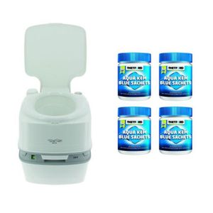 WC - TOILETTES PACK THETFORD Toilette Portable 21 Litres 100% Autonome + 4x15 Sachets Traitement des Matières Campi 42,7 Blanc