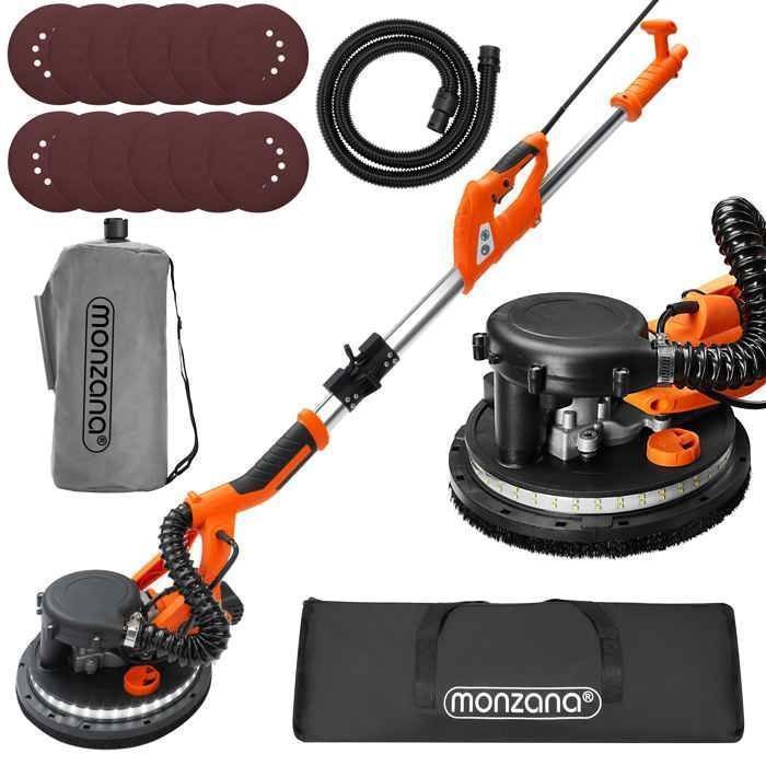 Ponceuse Girafe Arebos - 710W, Tête Pivotante Double Pad, Barre Télescopique 135-180 Cm