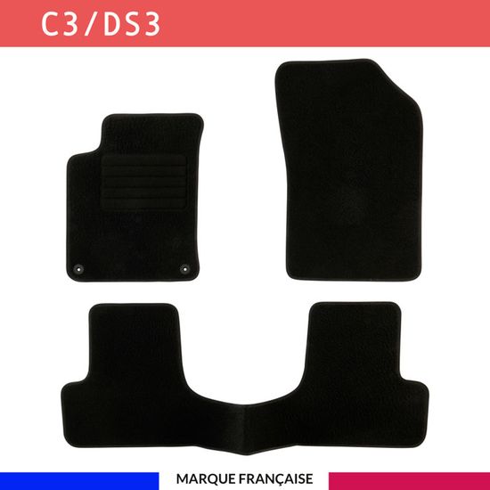 Tapis De Voiture DBS Sur Mesure Pour Citroën C3/DS3 (2009-2019) - 4 Pièces Antidérapants Avec Clips