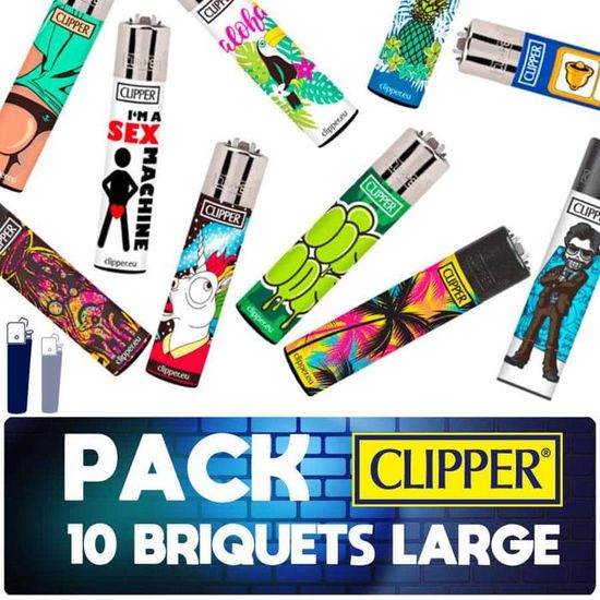 Lot de 48 briquets Clipper - 48 motifs différents (24 grands et 24 micro