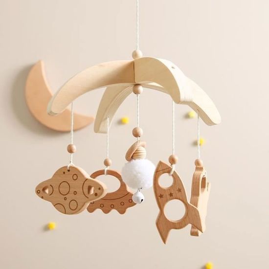 Mobile Bébé Bois Et Feutre - Carillon Éolien Suspendu, Décoration Chambre Enfant