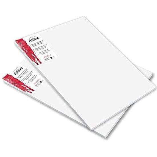 5 Toiles Sur Châssis Artina 50x70cm - Coton 380g/m², Apprêtées 3 Fois, Cadre 3,7cm