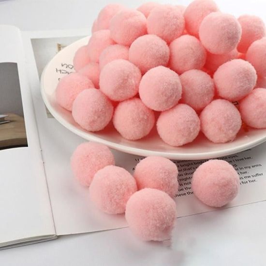 TOAOB 1300pcs Pompons Loisirs Créatifs Rose Thème + 100 Yeux Mobiles - Kit Bricolage Artisanat