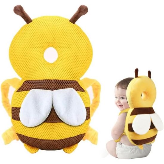 Protège-tête Bébé En Forme D'abeille - Coussin Sécurité Réglable Pour 4-24 Mois (20x33cm, Jaune)