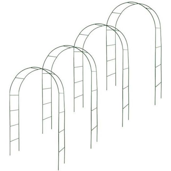 Lot de 4 arches de jardin métallique pour plantes grimpantes  - Arceau rosiers grimpants - Résistant aux intempéries