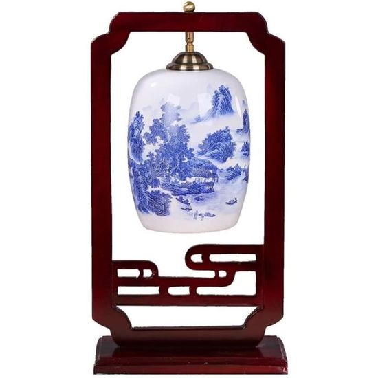 lampe de table Xiaokeai Lampe agrave Poser AbatJour en ceacuteramique agrave la Main Asiatique Oriental Vintage Lampe de Chevet 371