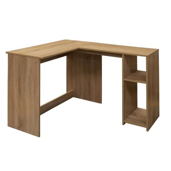 FurnitureR  Bureau d'ordinateur angle droit en bois en forme de L   avec 2 Compartiments de Rangement en MDF L 120cm