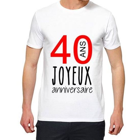 T Shirt Premium Homme Blanc Joyeux Anniversaire 40 Ans Blanc Cdiscount Pret A Porter