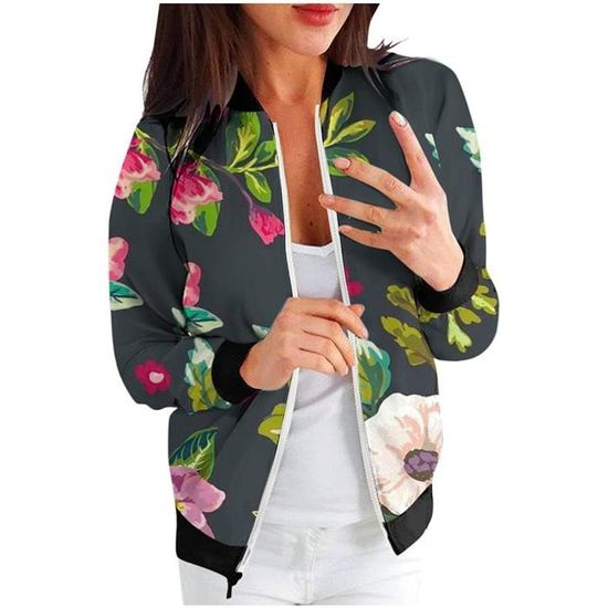 Veste Bomber Femme Légère Seiveini - Manches Longues, Col En V, Deux Poches - Pour Printemps/automne, Style Décontracté Sport