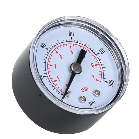 Manomètre Axial Acier Inox Double Échelle 0-1 Bar / 0-15 PSI - Cadran 2,5" - Pour Air, Eau, Carburant
