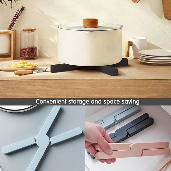Dessous de Table Pliables en Silicone, Lot de 4 Croix Dessous de Plat Résistant à la Chaleur, Antidérapant Coussin d'isolation Thermique pour Cuisine, Pot, Plats, Assiettes, Poêles