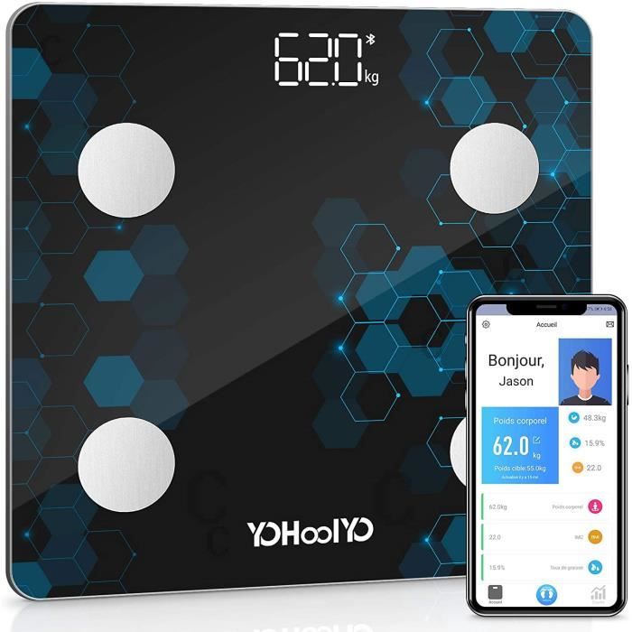 Balance Impédancemètre Bluetooth Grifema GA2001 - Connectée, 150 Kg Max, LCD Noir, Fabrication Espagne, Neuf