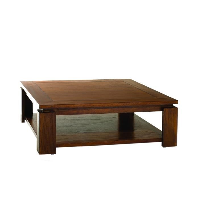 MACABANE EDEN - Table basse carrée marron sous plateau 90x90cm bois Mindi