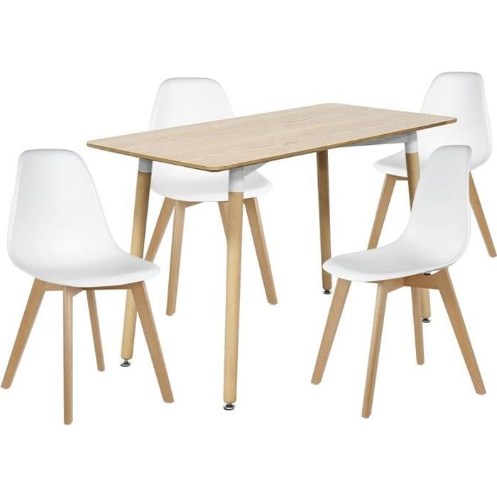 HAUTE QUALITÉ Lot de 8 chaises de cuisine salle à manger style scandinaves coloris blanc - L 40 x P 46 cm