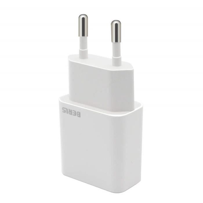 BERLS USB Chargeur, Universel Mural Secteur Adaptateur USB 1 Port (5V 2000mA) pour Samsung Galaxy S7 S8 S9, iPhone 5 6 7 8 X Max