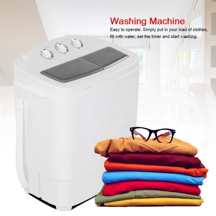 Lave-linge à 2 bacs de 11 lb lavage+ 7.7 lb essorage Machine à laver Efficace Contr?lé écologique durable