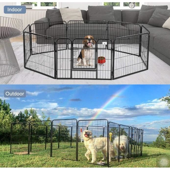 Parc Enclos pour Chiens Métal pour Chiots Animaux Grillage Rongeur Petit - 8 Panneaux + 1 Porte