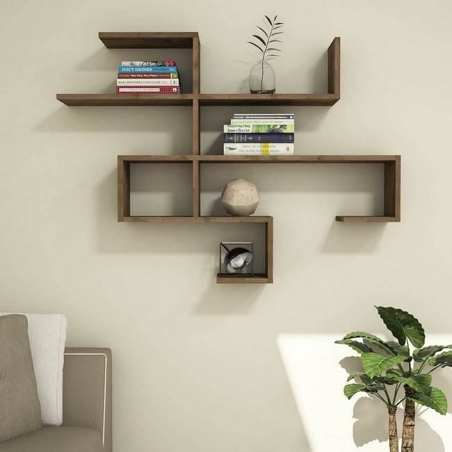 Homemania Étagère murale Mild 121,5x22x88,6 cm Noyer