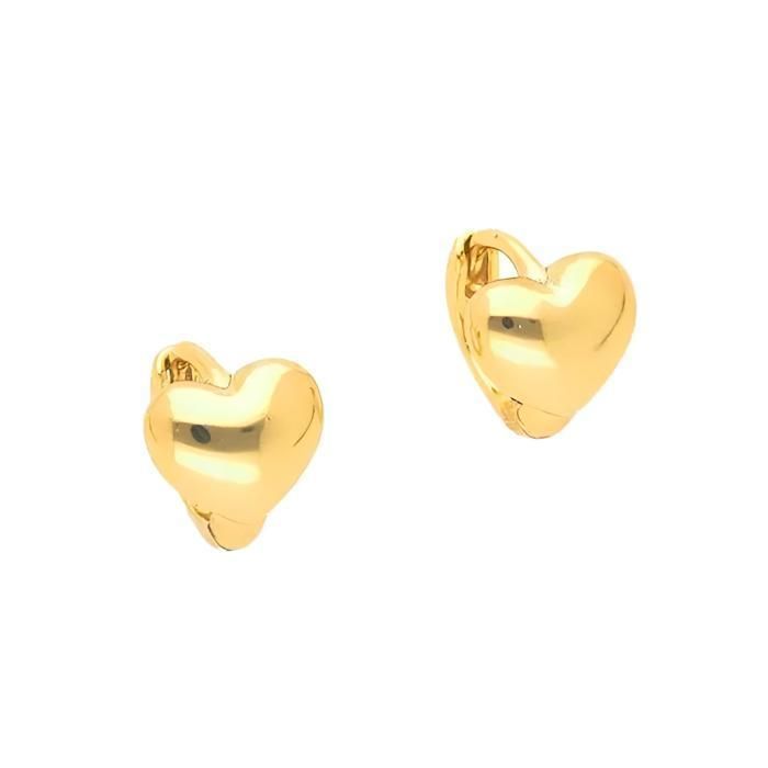 Boucles d’Oreille Créoles Coeur Plaqué Or Jaune 750/1000 3 Microns