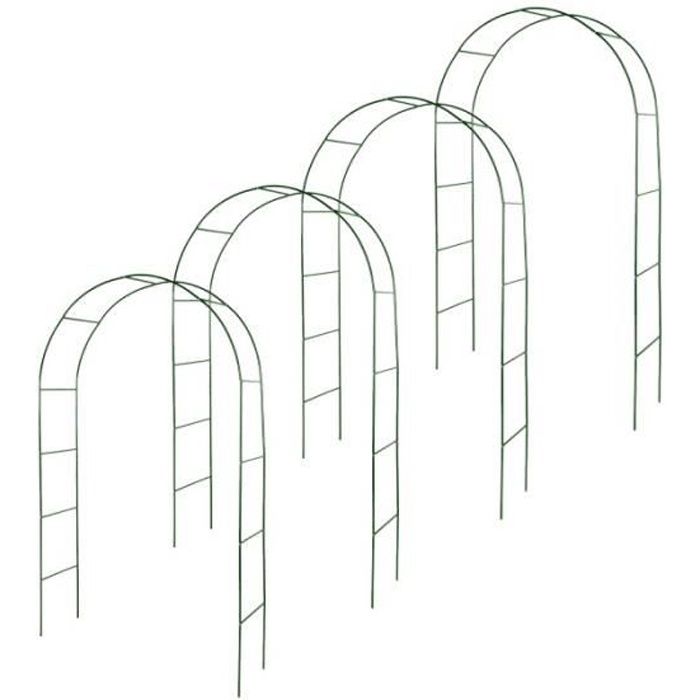 Kit de 4 arches de jardin métallique pour plantes grimpantes vert foncé Vert Foncé
