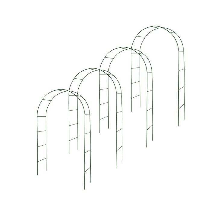 Kit de 4 arches de jardin métallique pour plantes grimpantes vert foncé Vert Foncé