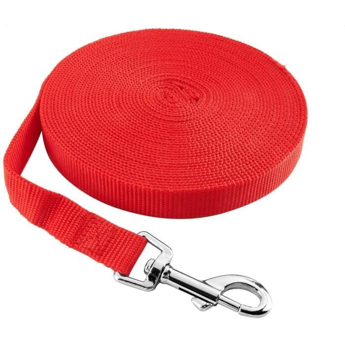 Laisse De Dressage Rouge 5M Pour Chien Chat Sangle Nylon Promenade