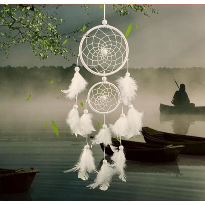 Attrape Rêve - Traditionnel - 2 Cercles - Blanc