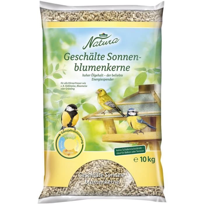 Nourriture pour oiseaux Dehner Natura Sac de graines de Tournesol décortiquées 10 kg 127692