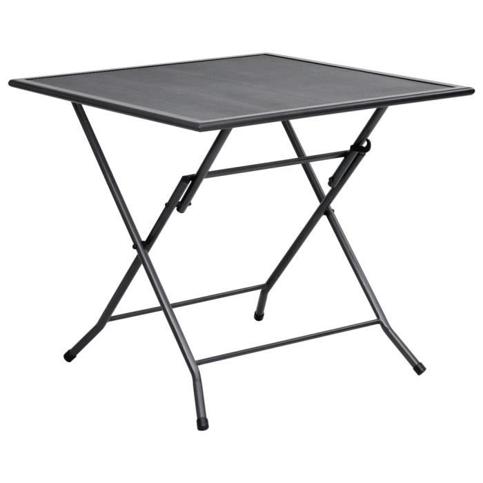 Table de jardin Mobilier de jardin - Table pliable en maille Table de camping moderne 80x80x72 cm Acier Anthracite Super��3682