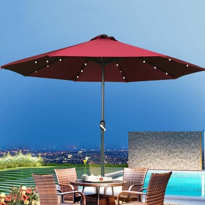 PARASOL Parasol de Jardin avec Lampes à LED solaires, Grand Patio Parasol Parasol Étanche Étanche Sun Shade259