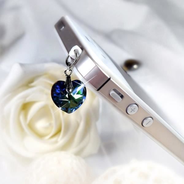 Accessoire Bijoux SmartPhone Coeur orné de cristaux de Swarovski Bleu