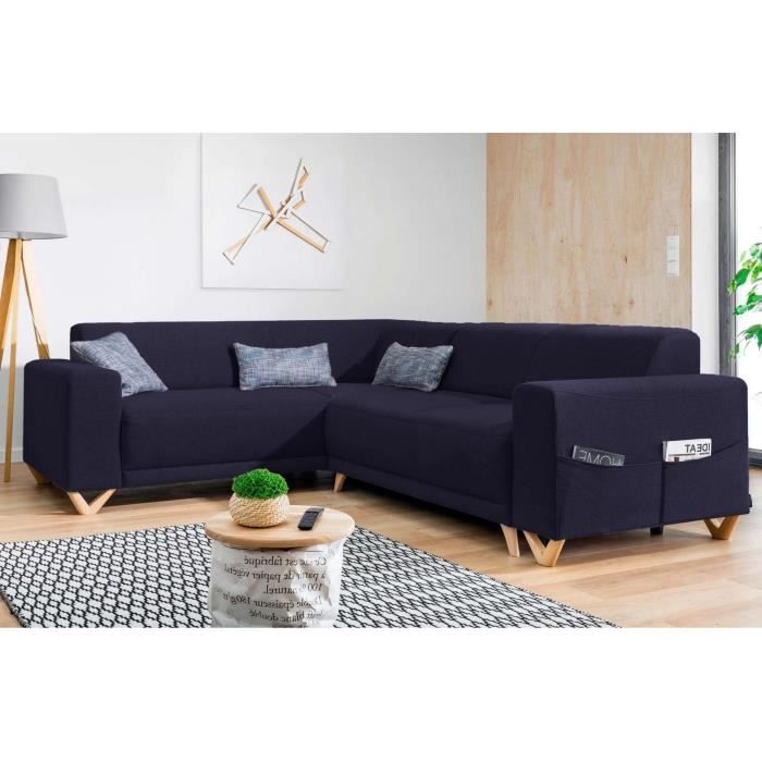 BOBOCHIC BELLA - Canapé d'angle panoramique convertible avec coffre - Gauche Couleur - Gris Anthracite