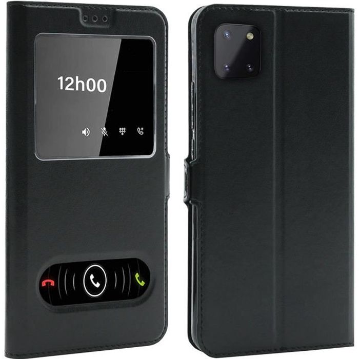 Coque pour Note 10 Lite, Housse Etui pour Samsung Galaxy Note 10 Lite Protection double FENETRES - Noir
