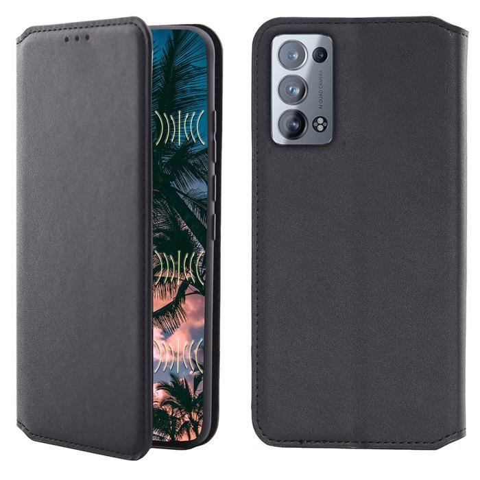 Coque Oppo Reno 6 Pro 5G , Portefeuille Cuir PU - Noir