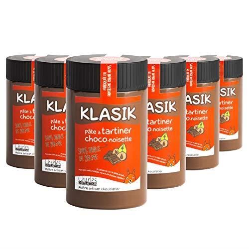 Lot de 6 pots pâtes à tartiner chocolat lait noisettes sans huile de palme Klasik - 6x280 g