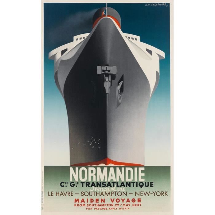 Poster Affiche Normandie Paquebot Affiche Poster Vintage Voyage Art Deco 30's 31cm x 50cm