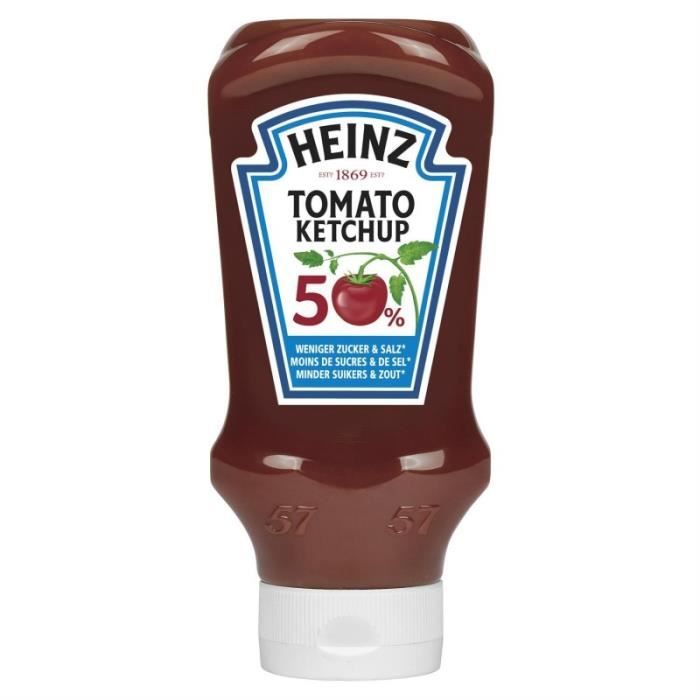 HEINZ - Tomato Ketchup 50% Sucres Et Sel En Moins 625G - Lot De 4