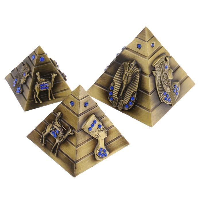 3 Pièces Modèle Pyramides d'Égypte Figurine Objet de Décoration Maison Souvenir - L M S Bronze